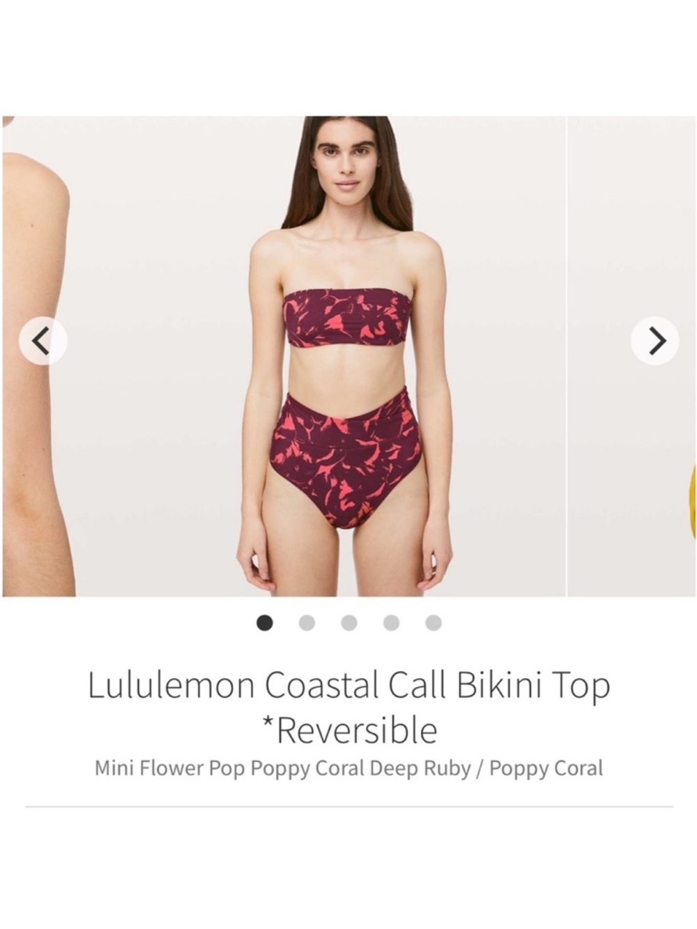 Lululemon Costal Call Bikini Top + Bottom Reversible Flower Poppy Sz 4